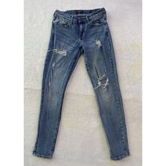 Guess Los Angeles Sexy Curvy Distressed Skinny raw hem ankle Size 27 Low Rise - Picture 1 of 15